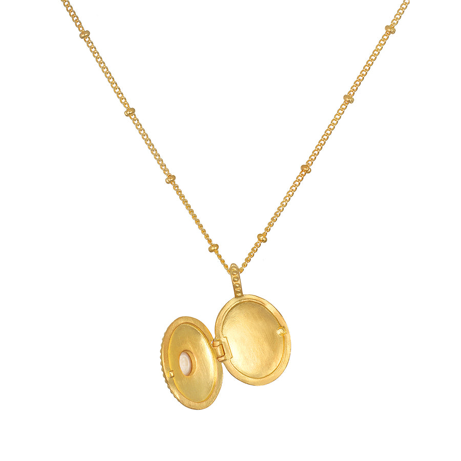 Lotus Pearl Birthstone Locket Necklace - June