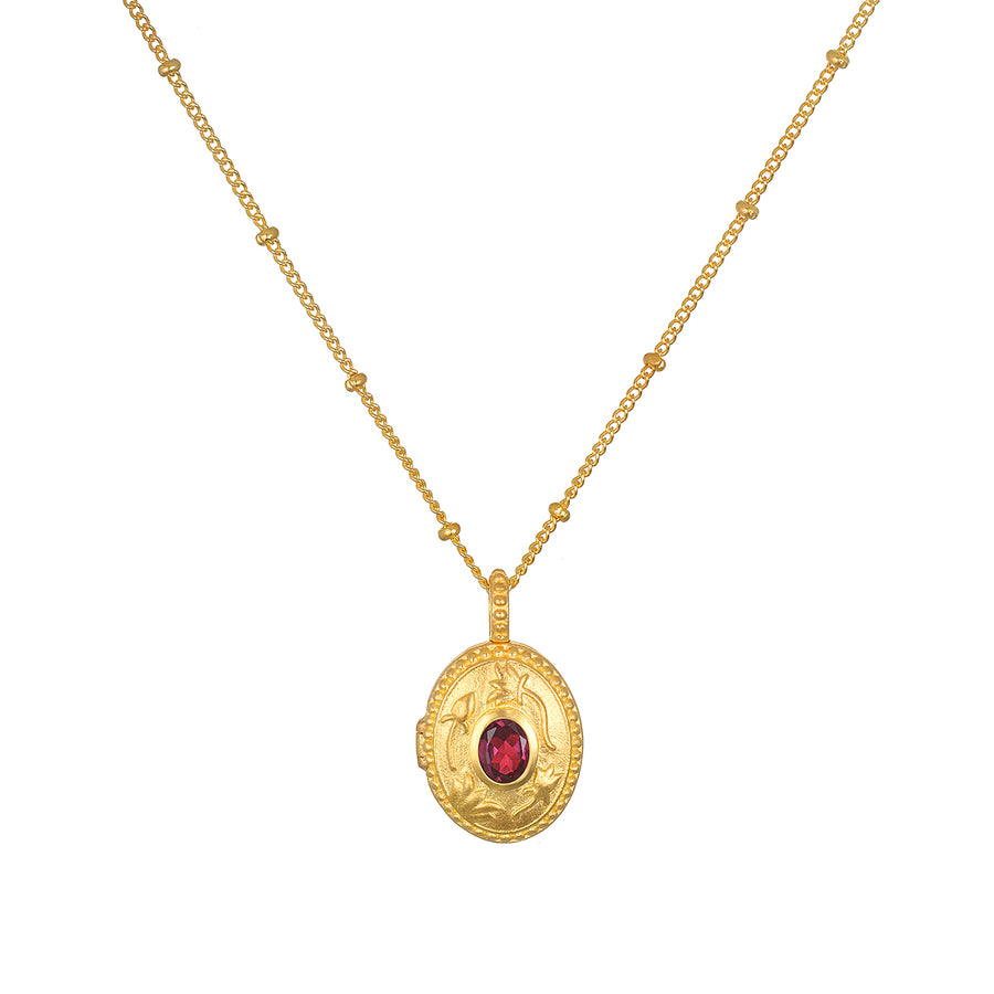 Lotus Pink Tourmaline Birthstone Locket Necklace - October