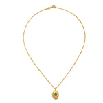 Flat lay of the Lotus Turquoise Birthstone Locket Necklace - December, elegantly displayed to highlight its unique design and craftsmanship. This spiritual jewelry piece is a perfect meditation talisman, ideal for those who cherish meaningful adornment.