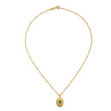 Flat lay of the Lotus Turquoise Birthstone Locket Necklace - December, elegantly displayed to highlight its unique design and craftsmanship. This spiritual jewelry piece is a perfect meditation talisman, ideal for those who cherish meaningful adornment.