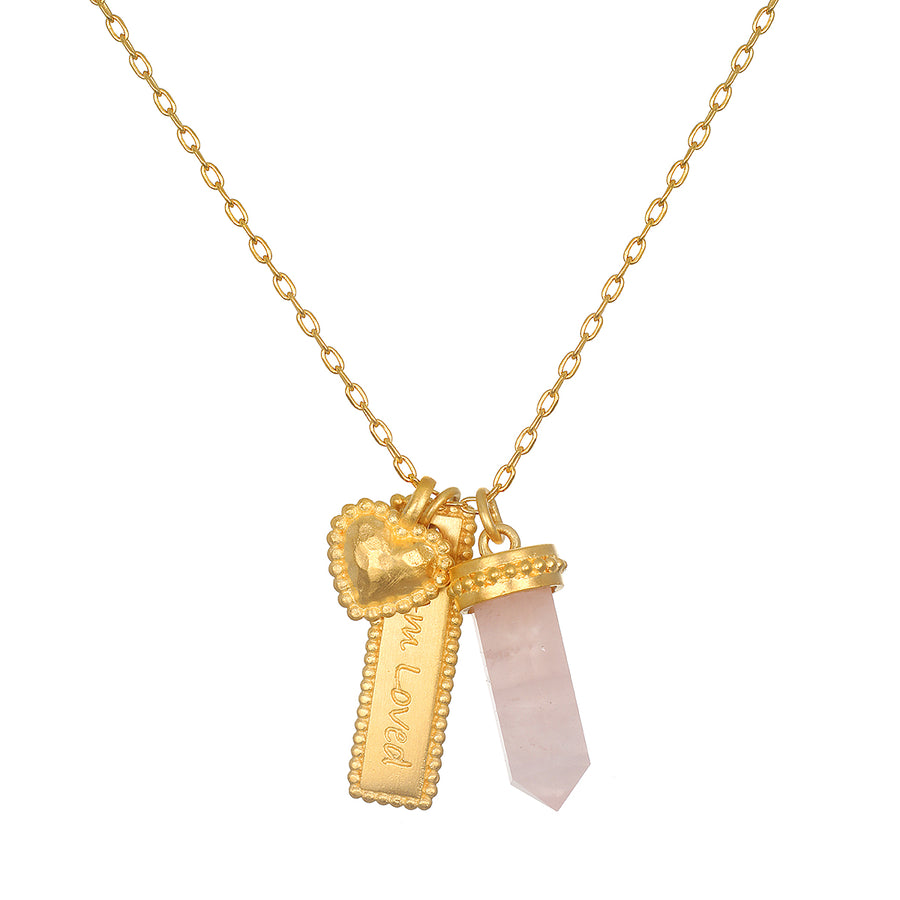 I Am Loved Multi Charm Heart Necklace