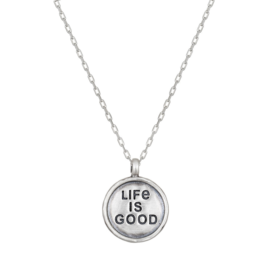 Life Is Good Silver Coin Necklace