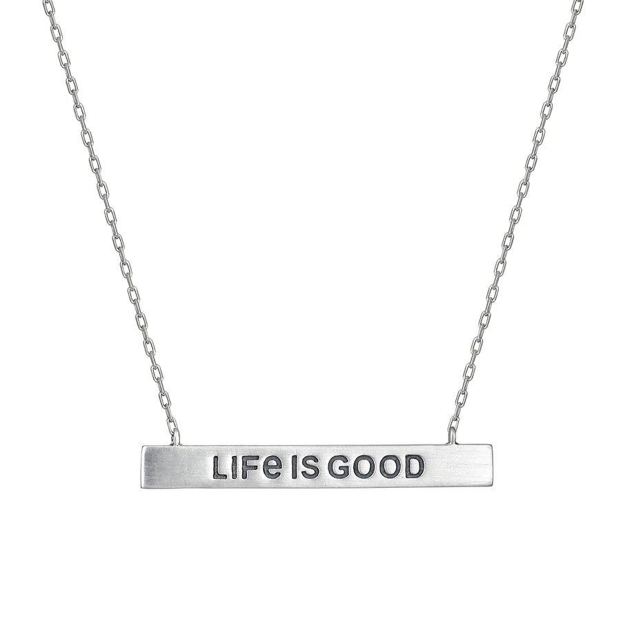 Life Is Good Silver Bar Necklace