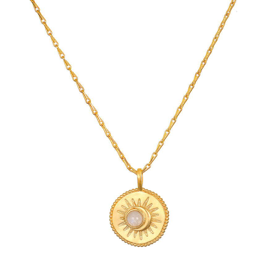 Celestial Moonstone Coin Necklace