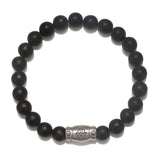 Men's Enduring Blessings Hamsa Black Onyx Gemstone Bracelet, showcasing matte black beads and a silver hamsa symbol, ideal for spiritual jewelry and meditation practices, serving as a talisman for protection, meaning, and manifestation in yoga and zodiac traditions.