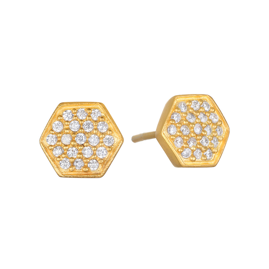 Pave CZ Gold Studs