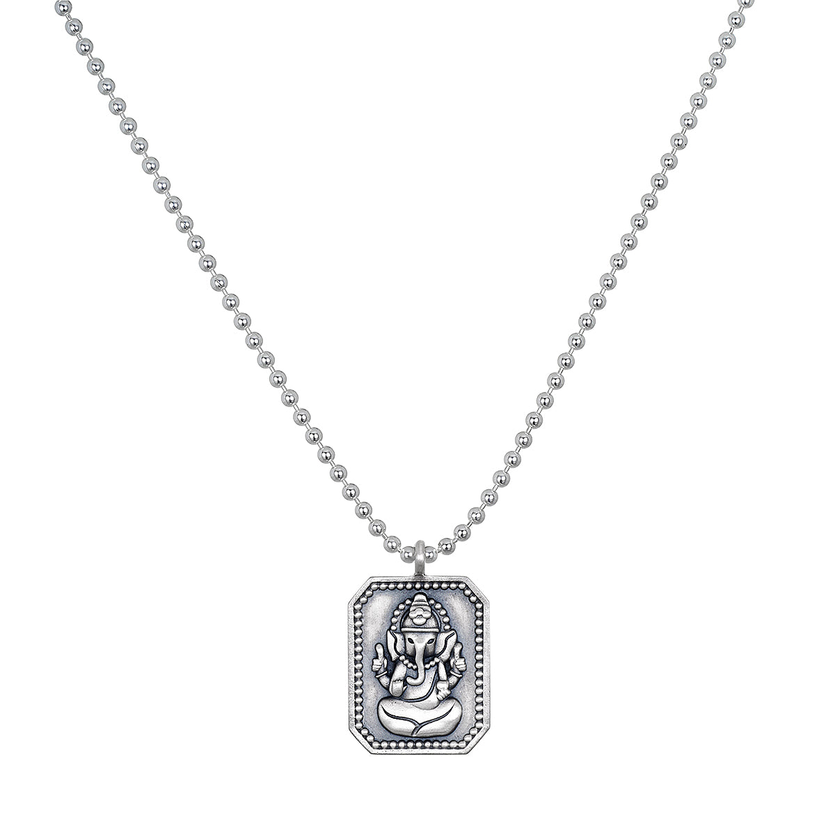 Ganesha Hindu God, Bestower of Good Fortune Necklace featuring a detailed pendant of Ganesha on a sterling silver chain, perfect for enhancing your spiritual journey in meditation and as a meaningful talisman for protection and manifestation.