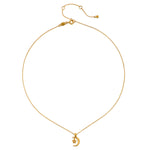 Gold-toned necklace with adjustable chain and crescent moon pendant featuring a small star cutout detail.