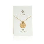 Mandala Zodiac Leo Peridot Necklace presented on a branded card, symbolizing spiritual jewelry, meditation, and protection, perfect for those embracing their zodiac identity in a meaningful way.