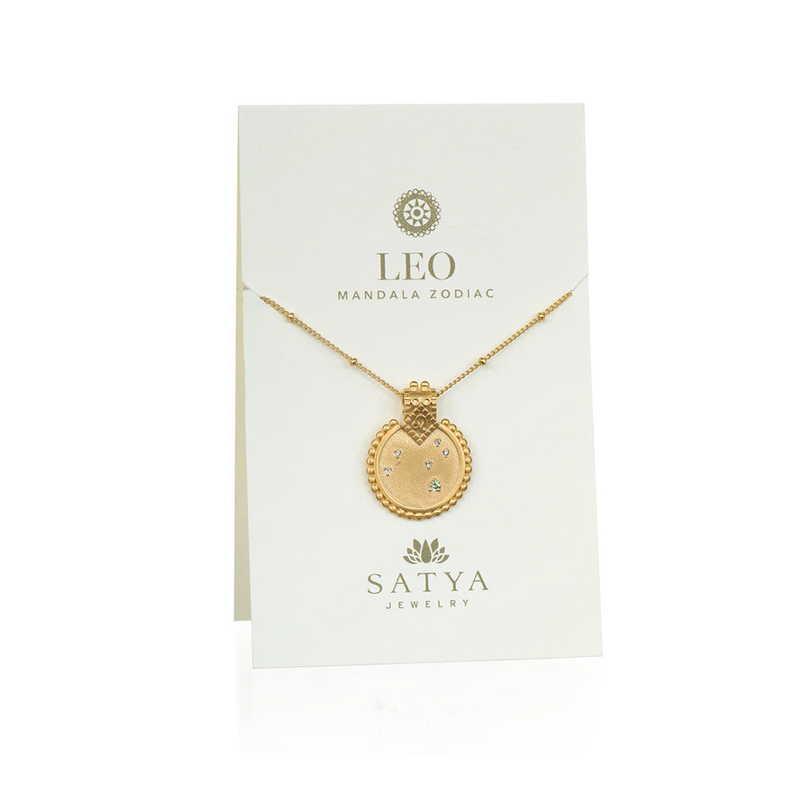 Mandala Zodiac Leo Peridot Necklace - Satya Jewelry