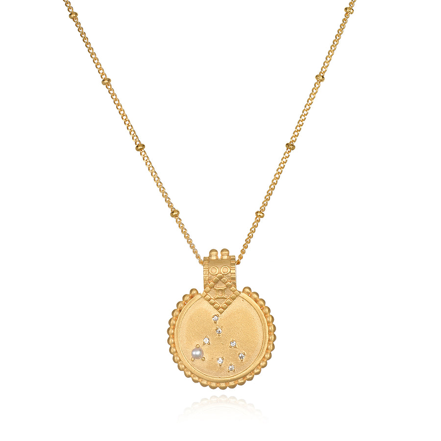 Mandala Zodiac Gemini Pearl Necklace - Satya Jewelry