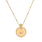 Mandala Zodiac Cancer Ruby Necklace, a beautiful piece of spiritual jewelry that symbolizes the nurturing qualities of Cancer. This meaningful talisman features a vibrant ruby pendant, perfect for enhancing meditation and manifestation practices. Ideal for those who resonate with zodiac signs, this necklace aligns with energies of protection and the balance of sun and moon during yoga.