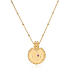 Mandala Zodiac Aquarius Amethyst Necklace featuring a gold pendant that embodies spirituality and protection. This sacred piece makes a meaningful gift for meditation and yoga practice, symbolizing the zodiac sign Aquarius. Perfect as an amulet for manifestation.