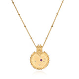 Mandala Zodiac Aquarius Amethyst Necklace featuring a gold pendant that embodies spirituality and protection. This sacred piece makes a meaningful gift for meditation and yoga practice, symbolizing the zodiac sign Aquarius. Perfect as an amulet for manifestation.