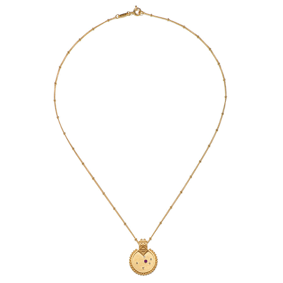Mandala Zodiac Aquarius Amethyst Necklace - Satya Jewelry