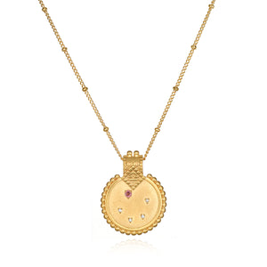 Mandala Zodiac Libra Pink Tourmaline Necklace designed with a charming pendant, symbolizing balance and harmony, perfect for spiritual jewelry practices. An elegant talisman for meditation, reflecting Libra's essence in astrology. Ideal for yoga and meaningful manifestations, this necklace embodies the energy of the sun and moon, providing protection and inspiration.