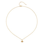 Gold chain necklace with small diamond pendant and lobster clasp closure.
