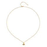 Gold chain necklace with small diamond pendant and lobster clasp closure.