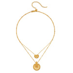 Back view of the Intention of Peace Mandala Necklace Set with the clasps visible, demonstrating the beautiful layering of the necklaces. This spiritual jewelry collection is a perfect addition for those interested in meditation and manifestation of their dreams with a touch of elegance.