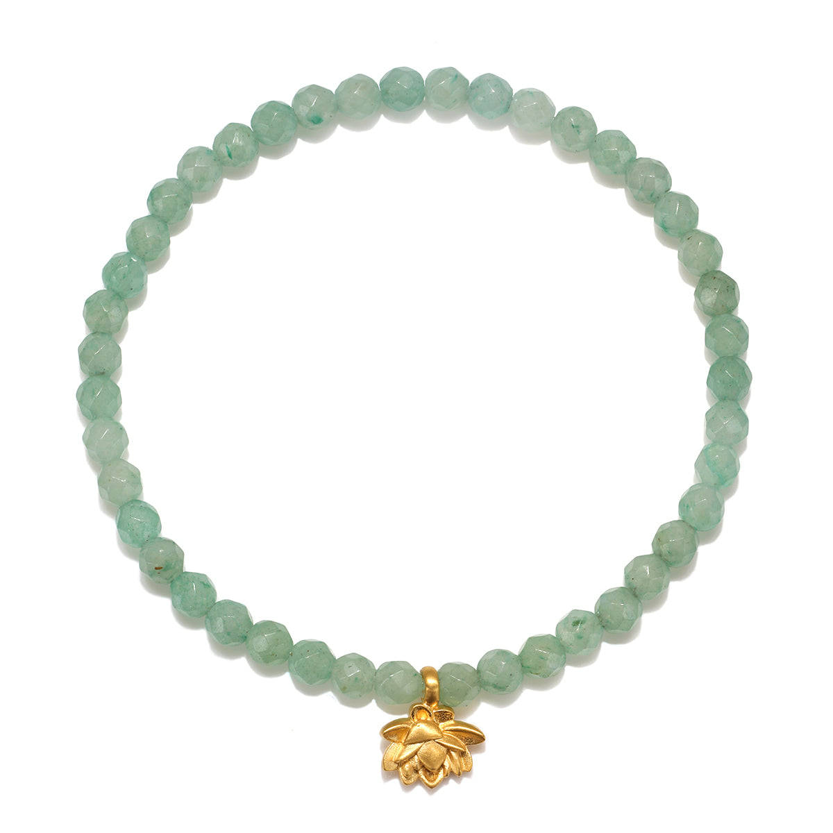 Inspired Spirit Bracelet featuring green aventurine beads and a gold lotus pendant. This beautiful piece of spiritual jewelry promotes balance and creativity, making it perfect for meditation and manifestation. Ideal for yoga enthusiasts and those seeking meaningful protection talismans.