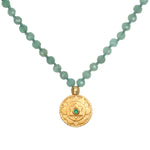 The Open to Love Chakra Mala features 108 green aventurine beads, a symbol of the heart chakra, complemented by a stunning 18kt gold plated pendant. Perfect for spiritual jewelry, meditation, and yoga practices, this mala serves as a meaningful talisman for protection and manifestation.