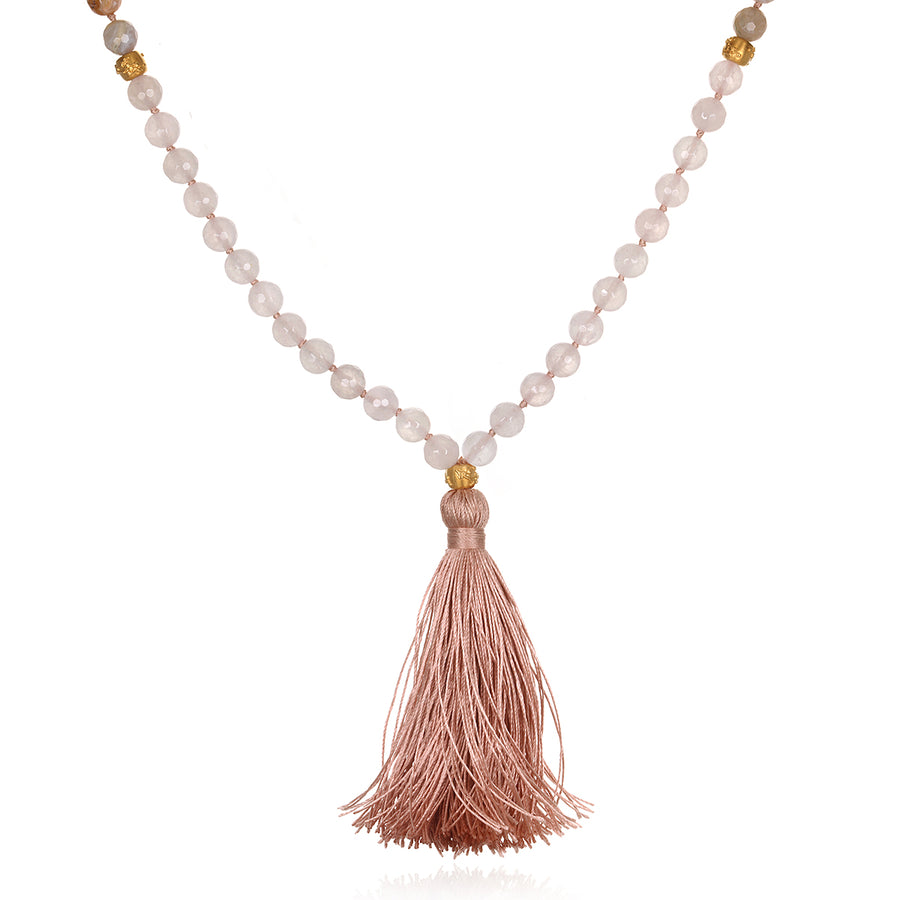 Abundant Tranquility Rose Quartz & Agate Gemstone Mala