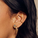 Close-up of the Vital Energy Ear Cuff paired with other jewelry pieces, blending sun and moon elements, ideal for those seeking spiritual and meaningful adornments.