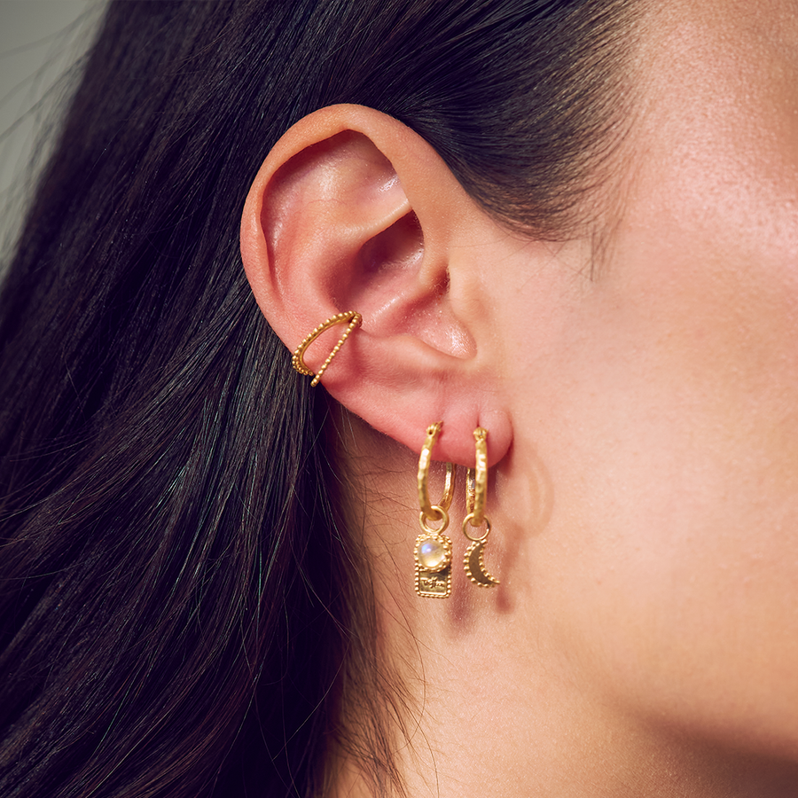 Enchanted Gold Moon 3-in-1 Hoop Earrings