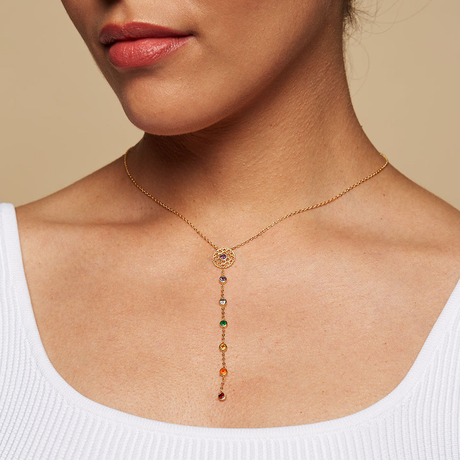 Sacred Sequence Chakra Lariat Necklace