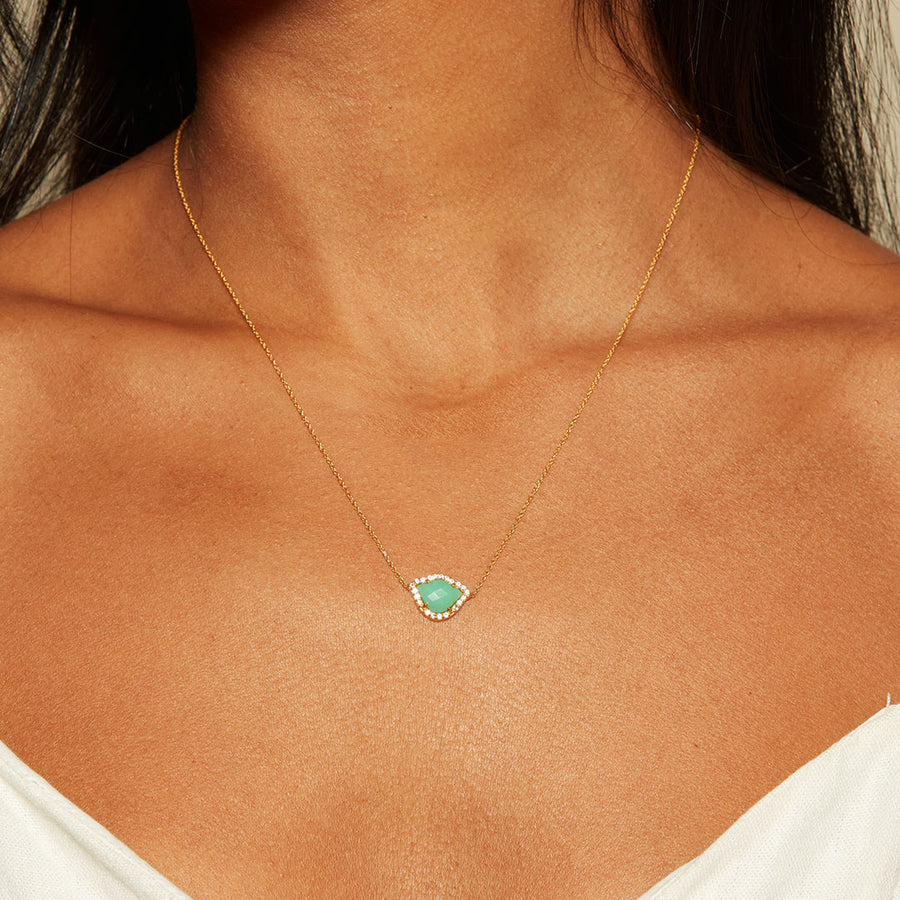 Unlock Your Potential Chrysoprase Lotus Necklace