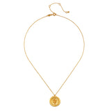 Eternal Energy Snake Coin Necklace featuring a gleaming 18kt gold plated pendant engraved with a serpent, symbolizing energy, immortality, and eternity. This piece of spiritual jewelry embodies spiritual protection and meaningful meditation qualities, perfect for yoga and manifestation practices.