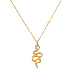 Enduring Individuality White Topaz Snake Necklace showcasing a graceful serpent design that symbolizes energy and immortality, perfect for spiritual jewelry, meditation, and as a meaningful charm for yoga practice.