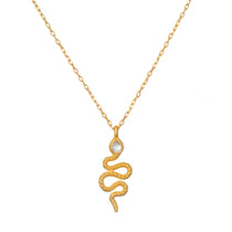 Enduring Individuality White Topaz Snake Necklace showcasing a graceful serpent design that symbolizes energy and immortality, perfect for spiritual jewelry, meditation, and as a meaningful charm for yoga practice.