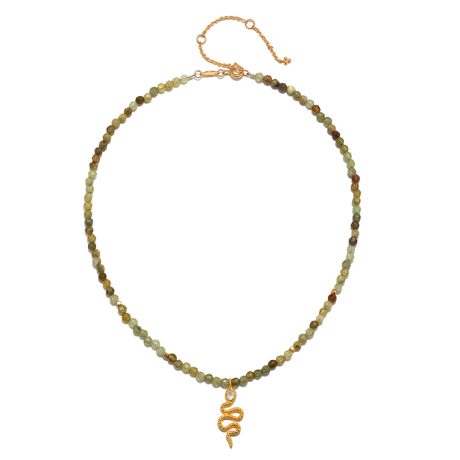 In Perpetuity Green Garnet Snake Necklace