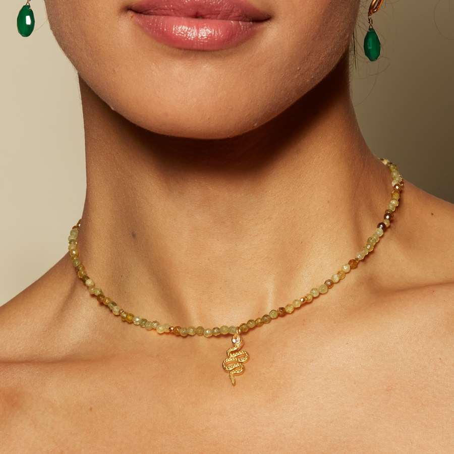 In Perpetuity Green Garnet Snake Necklace