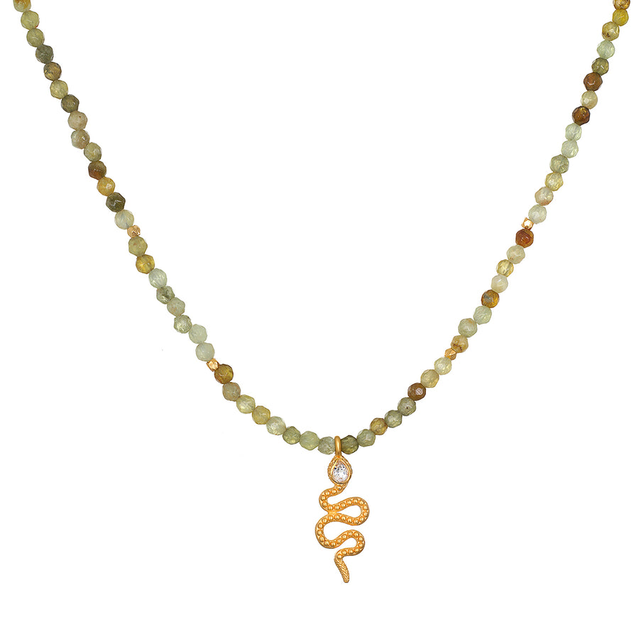 In Perpetuity Green Garnet Snake Necklace