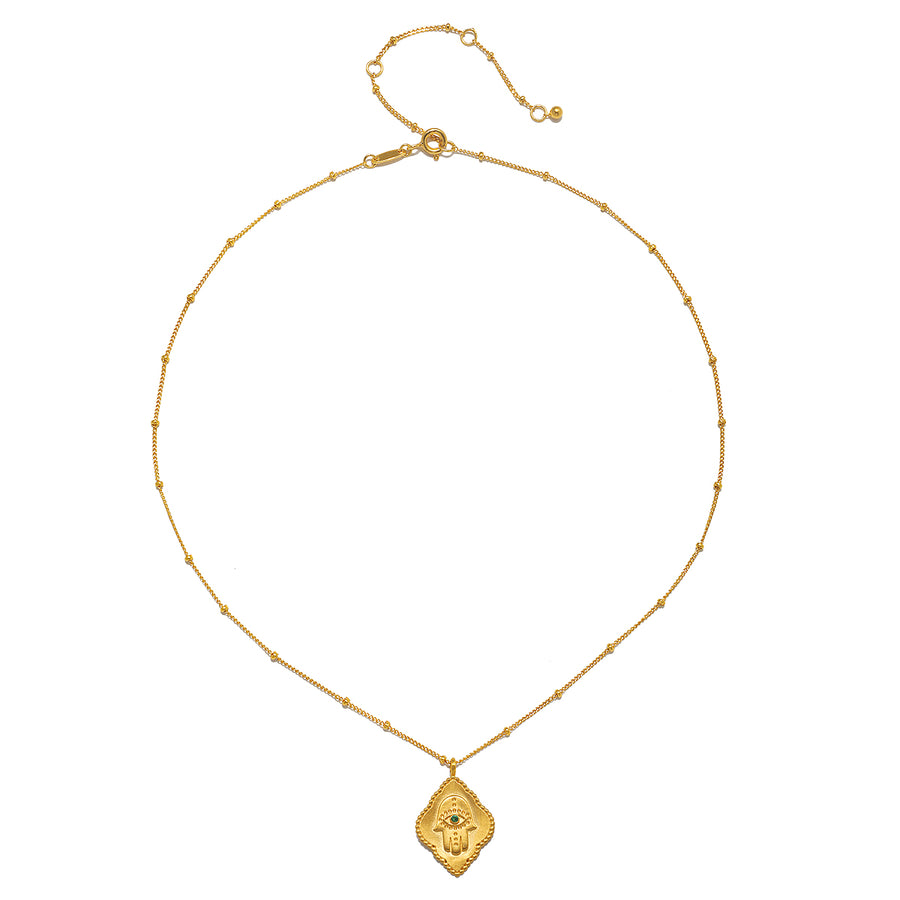 Cradled in Protection Gold Hamsa Necklace