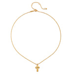 Detailed view of the Centered in Faith Cross Gold Necklace with an emerald stone, representing spiritual meaning and protection, perfect for meditation and as a talisman.