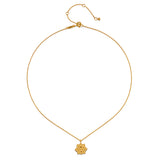 Close-up of the Journey Forward Lotus Gold Necklace emphasizing its delicate design and meaning, ideal for meditation and a charming addition to spiritual jewelry collections.