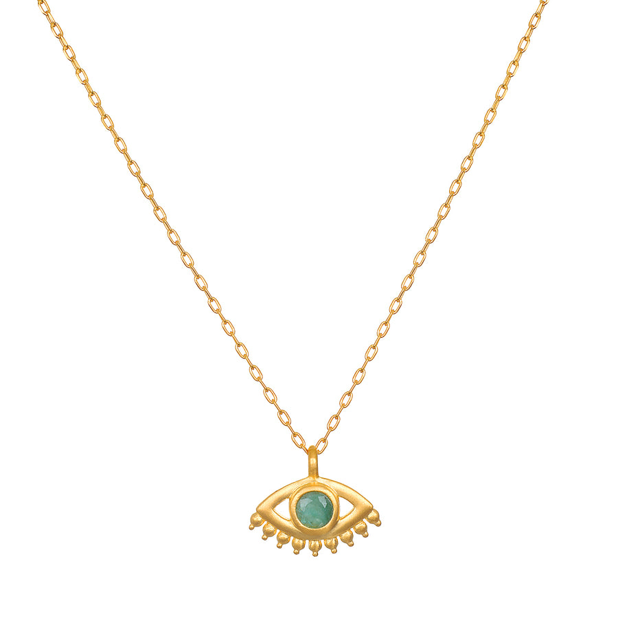 Elevated Consciousness Evil Eye Emerald Necklace