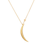 Illuminated Path Gold Moon Necklace showcasing a delicate 18kt crescent moon and star, embodying spiritual jewelry for meditation and protection. Perfect for yoga enthusiasts, this meaningful talisman symbolizes dreams and manifestation, making it an ideal charm for those seeking a connection to the cosmos.