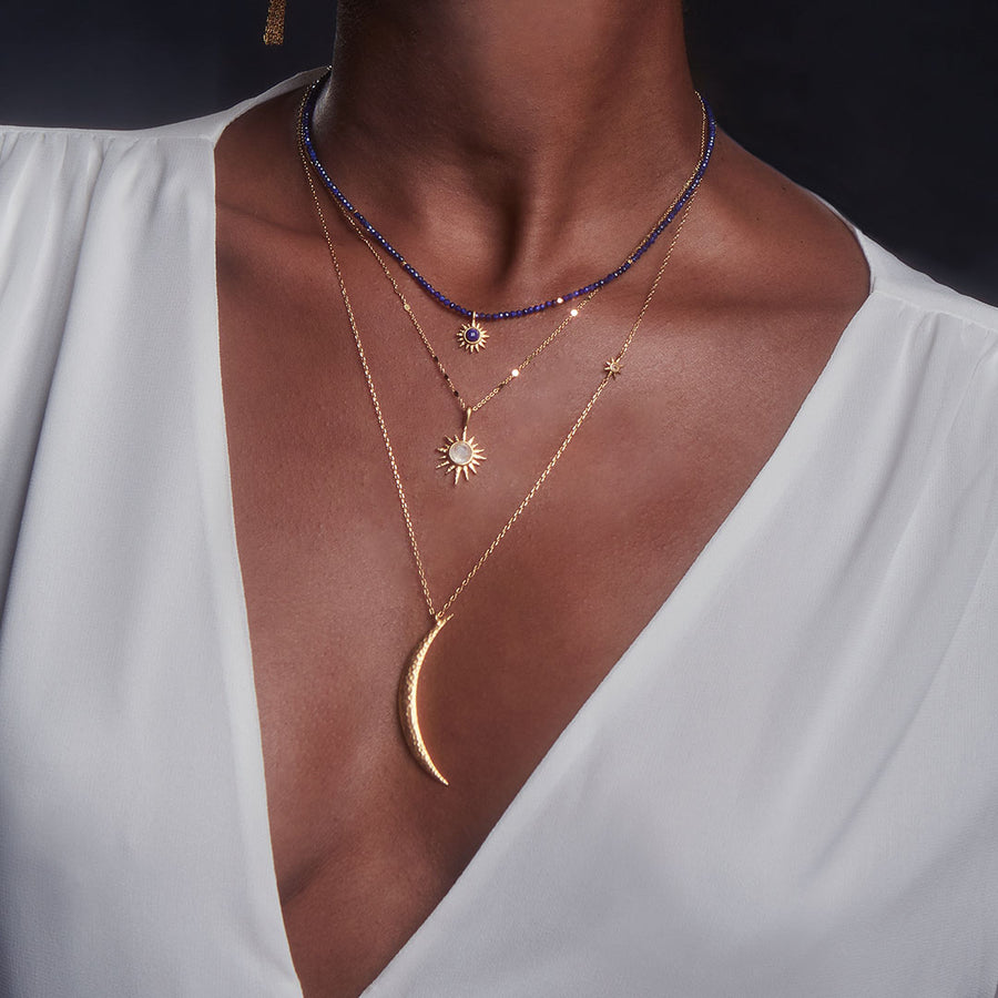 Illuminated Path Gold Moon Necklace