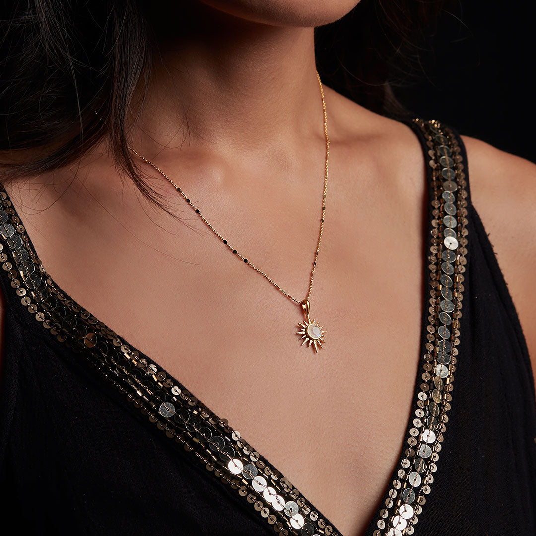 North Star Moonstone Starburst Necklace detail