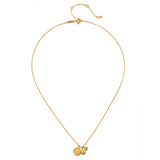 Detailed view of the Enlightened Journey Mandala Lotus Charm Necklace, highlighting the delicate gold plating and spiritual symbolism of the charms, perfect for meaningful expression and protection.