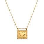 Heart Centered Gold Necklace featuring a stylish 18kt gold plated pendant with a heart motif, embodying love and compassion, perfect for spiritual jewelry, meditation, and meaningful occasions.