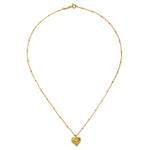 The Spirit of Love Gold Heart Necklace displayed flat, highlighting its gold plate and beaded design, suitable for those seeking meaningful spiritual accessories for protection and clarity.