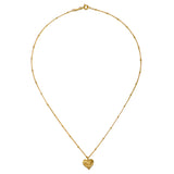 The Spirit of Love Gold Heart Necklace displayed flat, highlighting its gold plate and beaded design, suitable for those seeking meaningful spiritual accessories for protection and clarity.