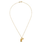 The Lakshmi Hindu Goddess, Awaken Abundance Necklace displayed elegantly against a white background, featuring the goddess pendant and flower charm. This meaningful piece of spiritual jewelry serves as a talisman for meditation and protection, making it a great choice for those interested in manifestation and yoga.