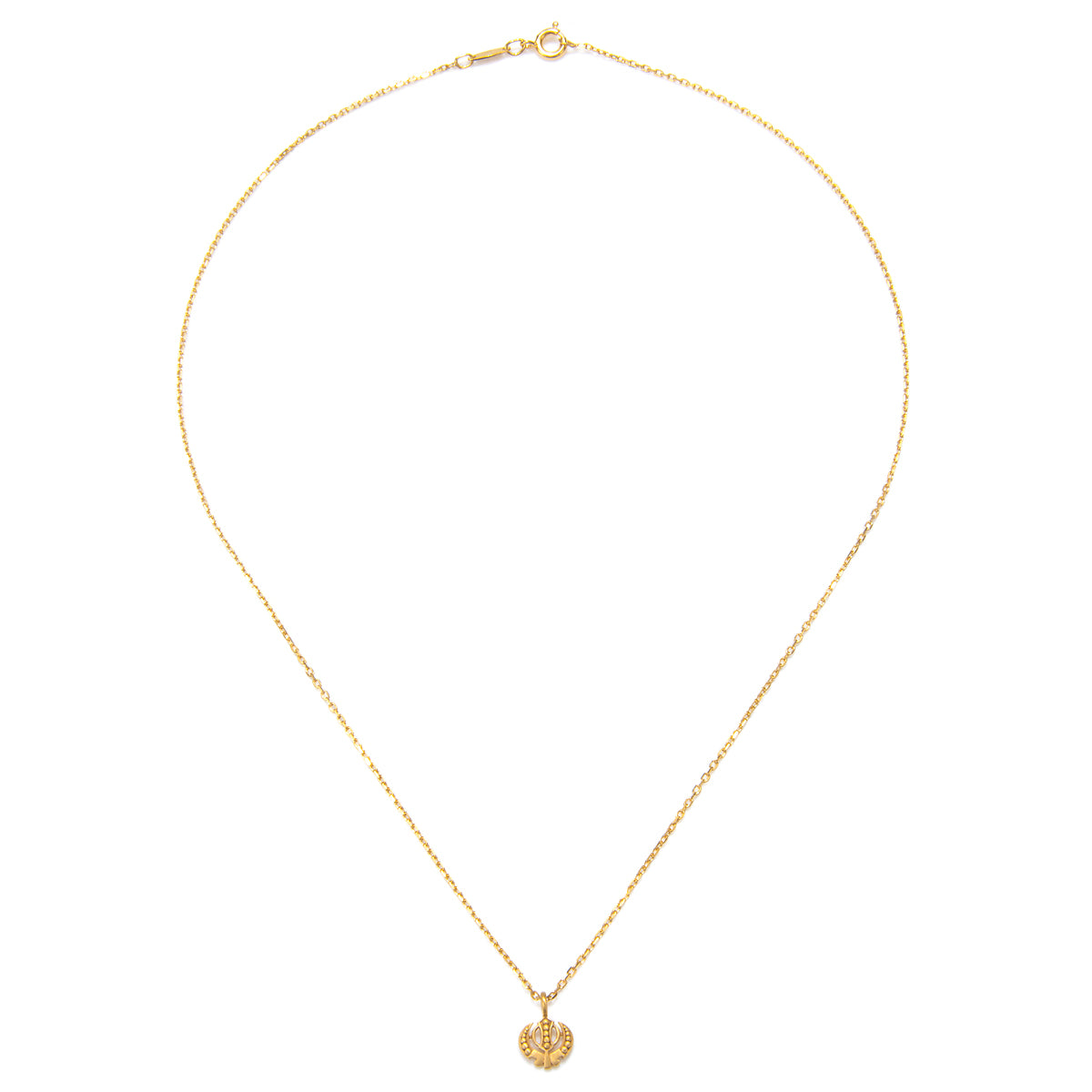 Elegant Adi Shakti Gold Necklace with a minimalist charm, ideal for those seeking protective and sacred elements in their jewelry, perfect for spiritual and yoga enthusiasts.