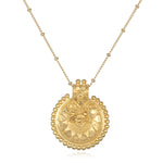Gold Mandala Necklace featured as spiritual jewelry, symbolizing meditation gifts and meaningful mantra for yoga practices. This sacred piece serves as a protective amulet, embodying the essence of manifestation and symbolism in spiritual growth.